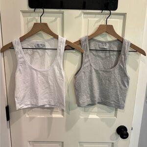 Classic White and Gray Women's Crop Tops